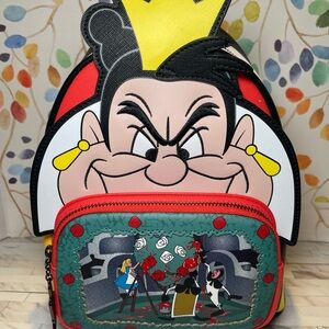 Loungefly Queen of Hearts Character Mini Backpack - Red, Yellow, Black, Green